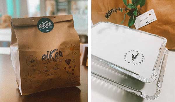 embalagens para delivery dos nossos clientes Nonno Nico e Aikau Hawaiian Food